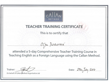 Certifikovaná výučba Callanovou metódou